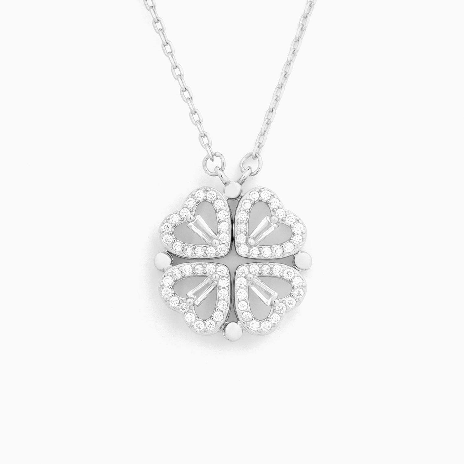 🔥 Last Day Promotion 45% OFF🎁-Lucky Heart Sterling Silver Necklace WITH SIX ROSES