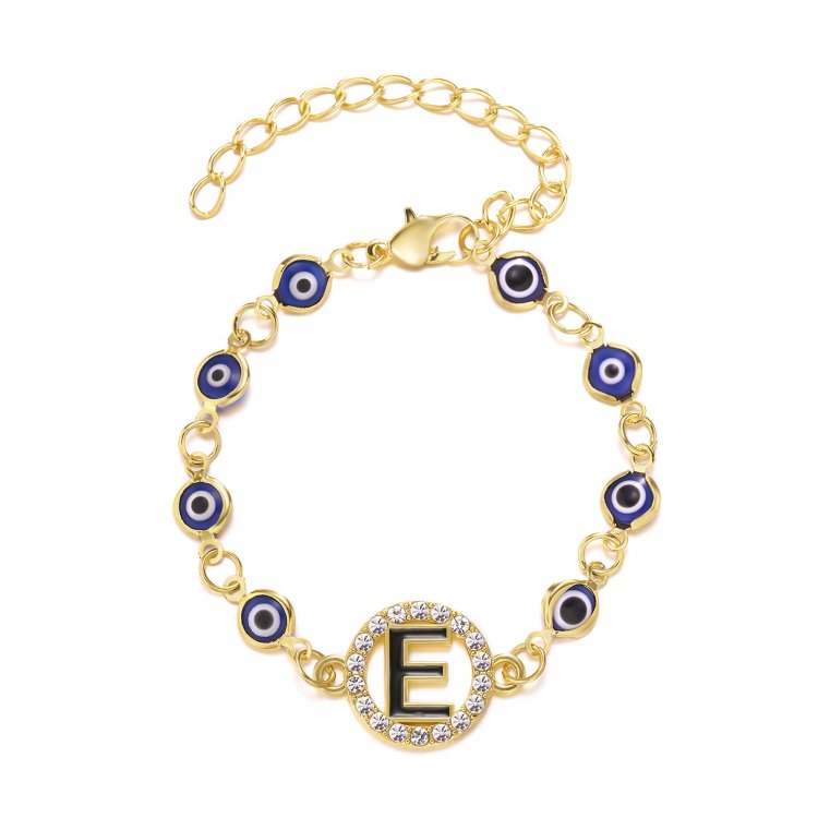 Evil Eye Shiny Letter Bracelet
