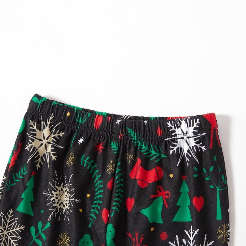 Merry Christmas Snowman Reindeer Print Short-sleeve Top and Pants Family Matching Pajamas Set