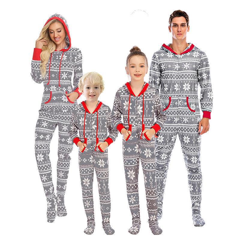 Christmas ‘Moose Snowflake’ Printed Top and Pants Family Matching Pajama Set