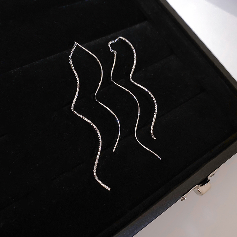 (Hot Sale) 925 Silver Plated Wavy Line Earrings