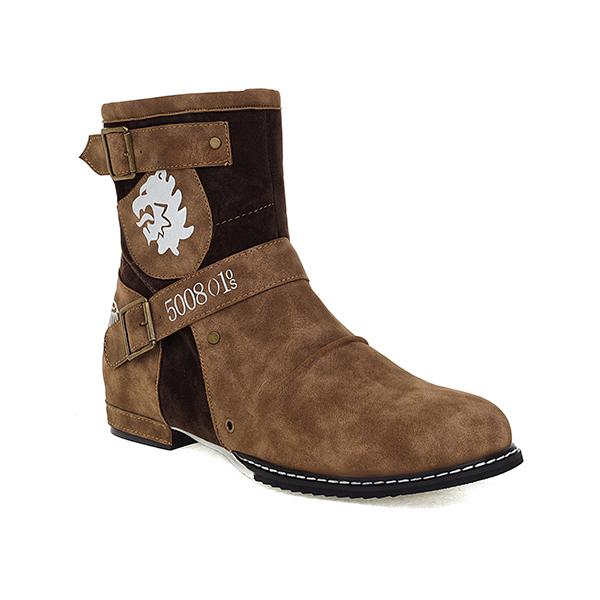 Chicinskates Men's Patchwork Belt Buckle Boots