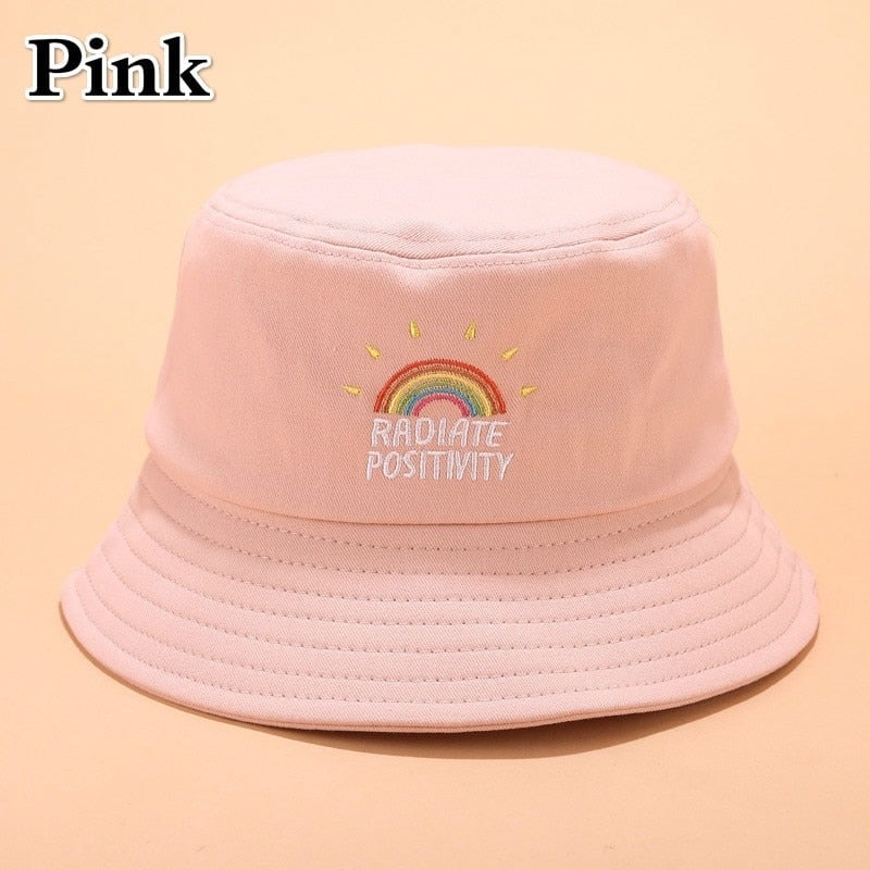 Foldable Embroidered Rainbow Bucket Hat