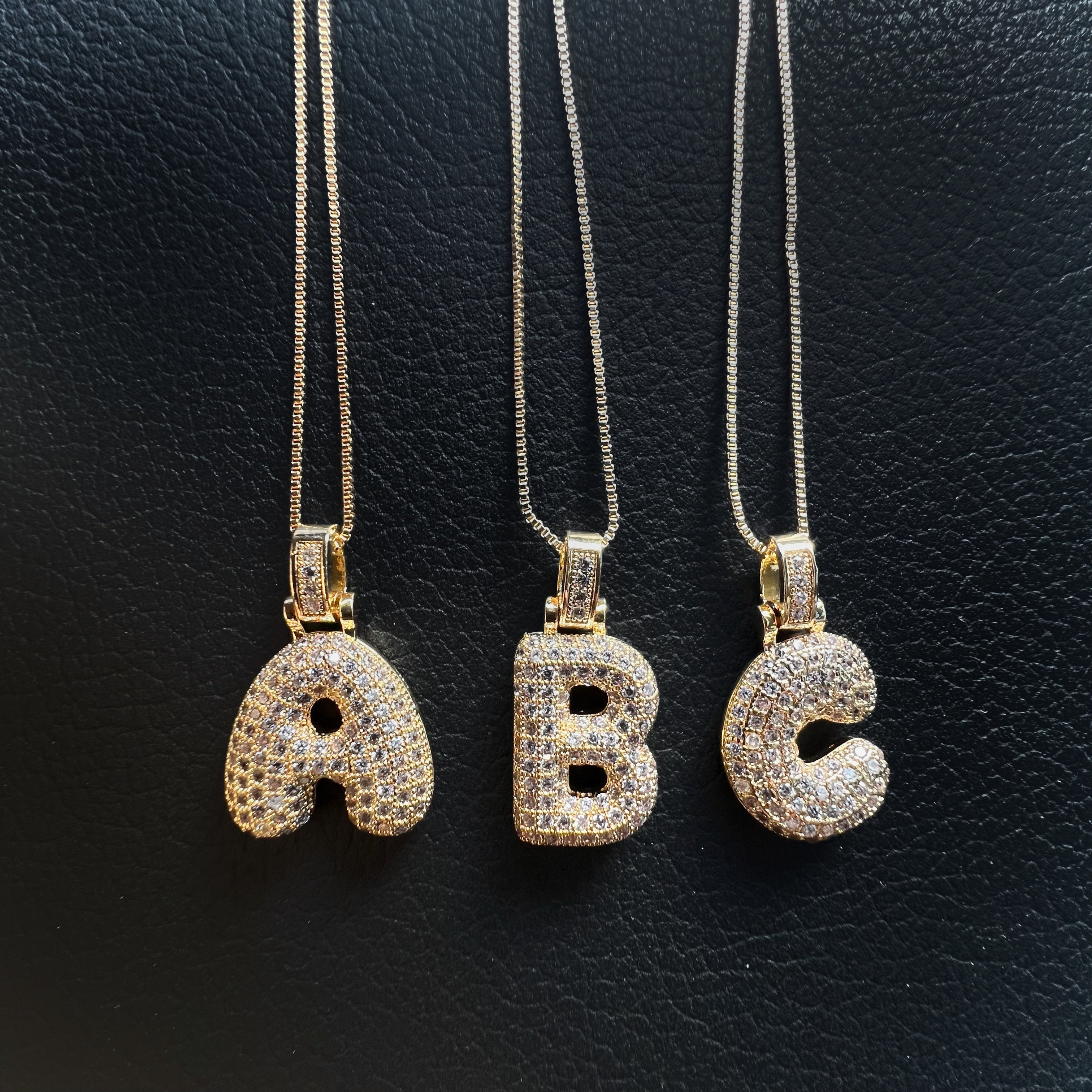Iced Alphabet Crystal Pendant Necklace