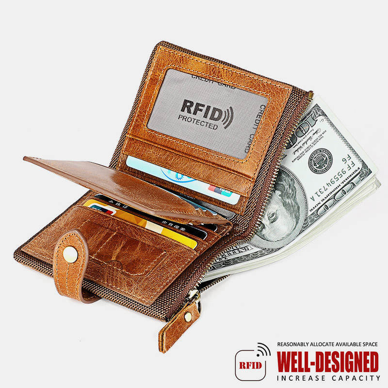 RFID Anti-theft Retro Genuine Leather Wallet