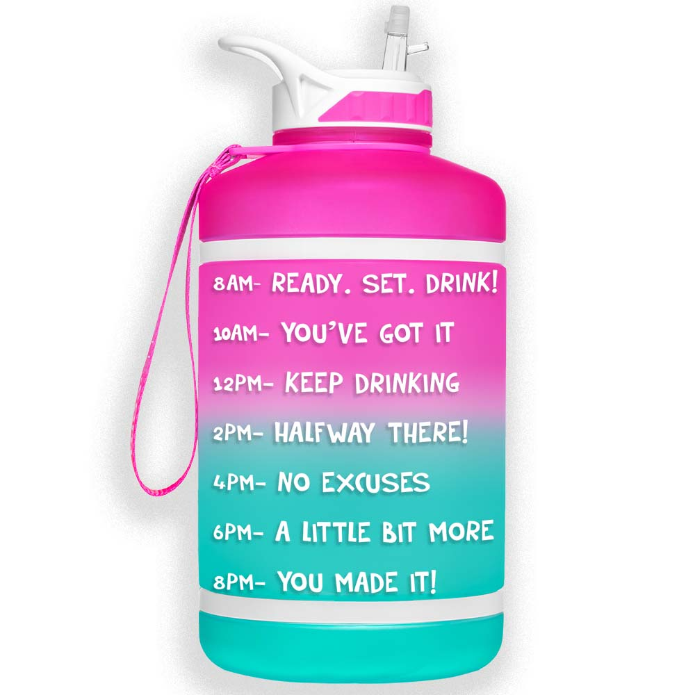 Gallon Hydro Gurgle With Straw Frosted Pink-turquoise