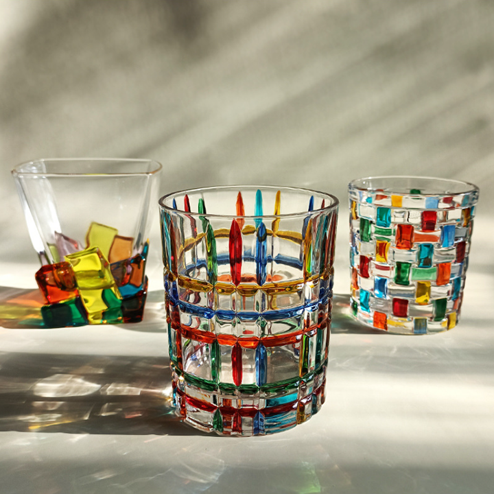 Crystal Dazzle Color Whiskey Glasses - Hand Painted Creative Glacier Design Drinking Cup