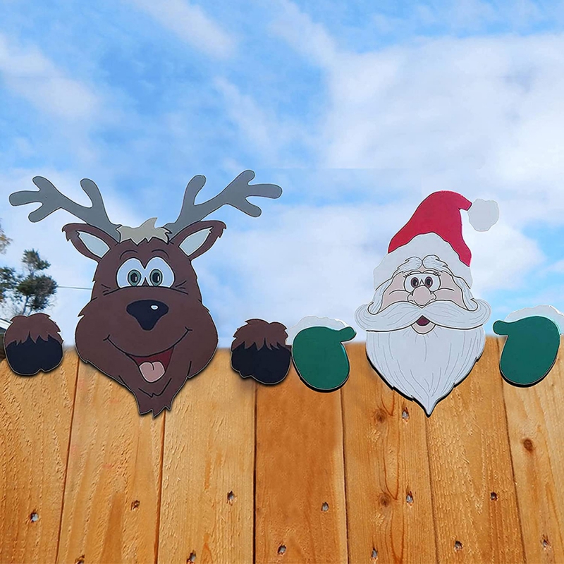 (🔥Early Christmas Sale- SAVE 50% OFF)Christmas Yard Art Fence Peeker-BUY 3 GET 10% OFF & FREE SHIPPING