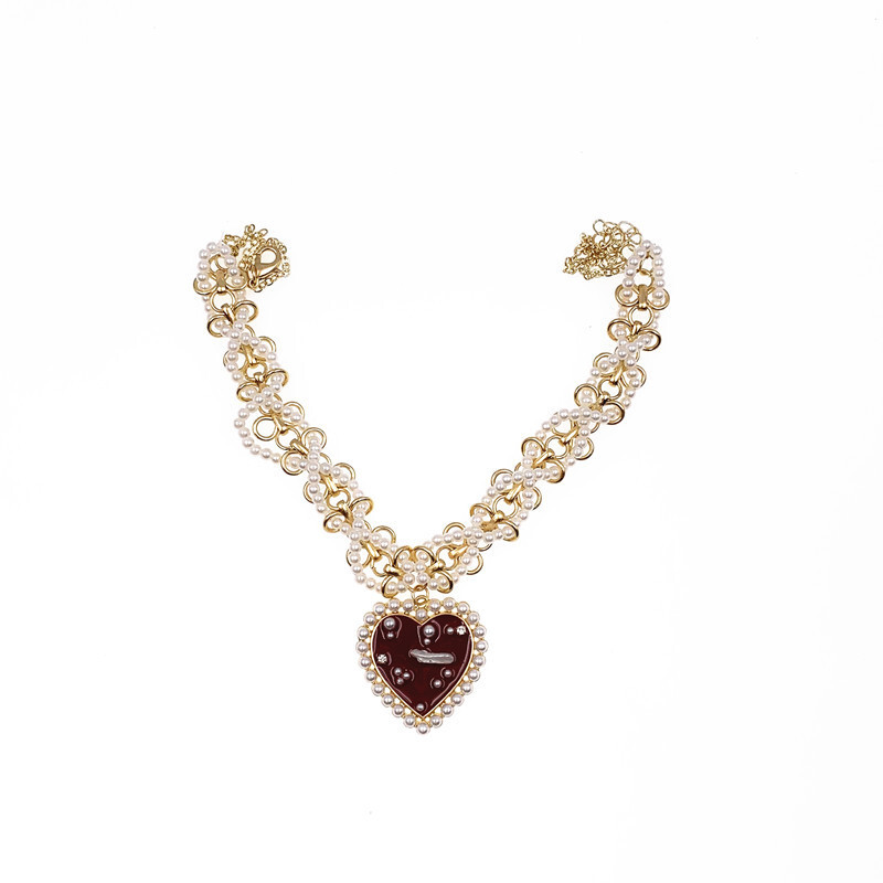 Vintage compiled pearl love necklace