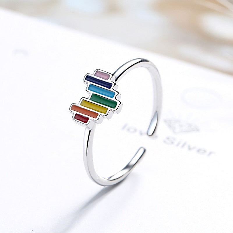 Rainbow Vintage Crown LGBT Heart Open Ring