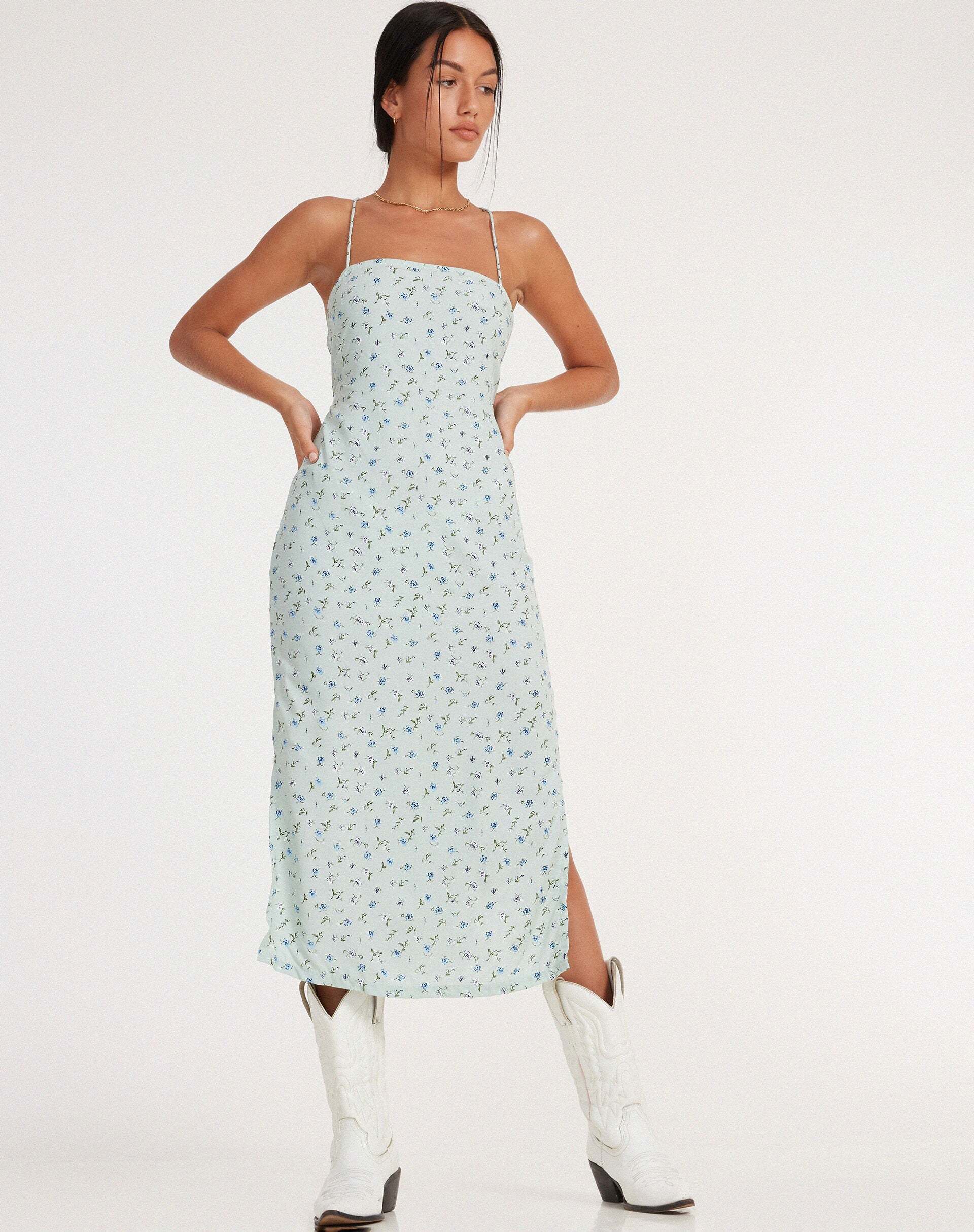 Midi Dress in Pretty Petal Green