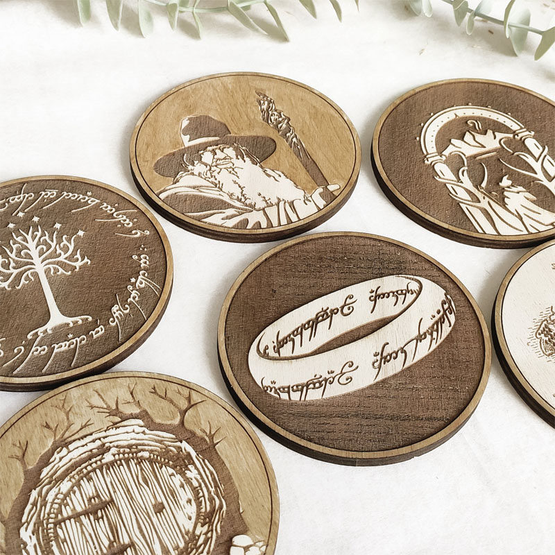 Set of 6 Lord of the Rings Wooden Coasters