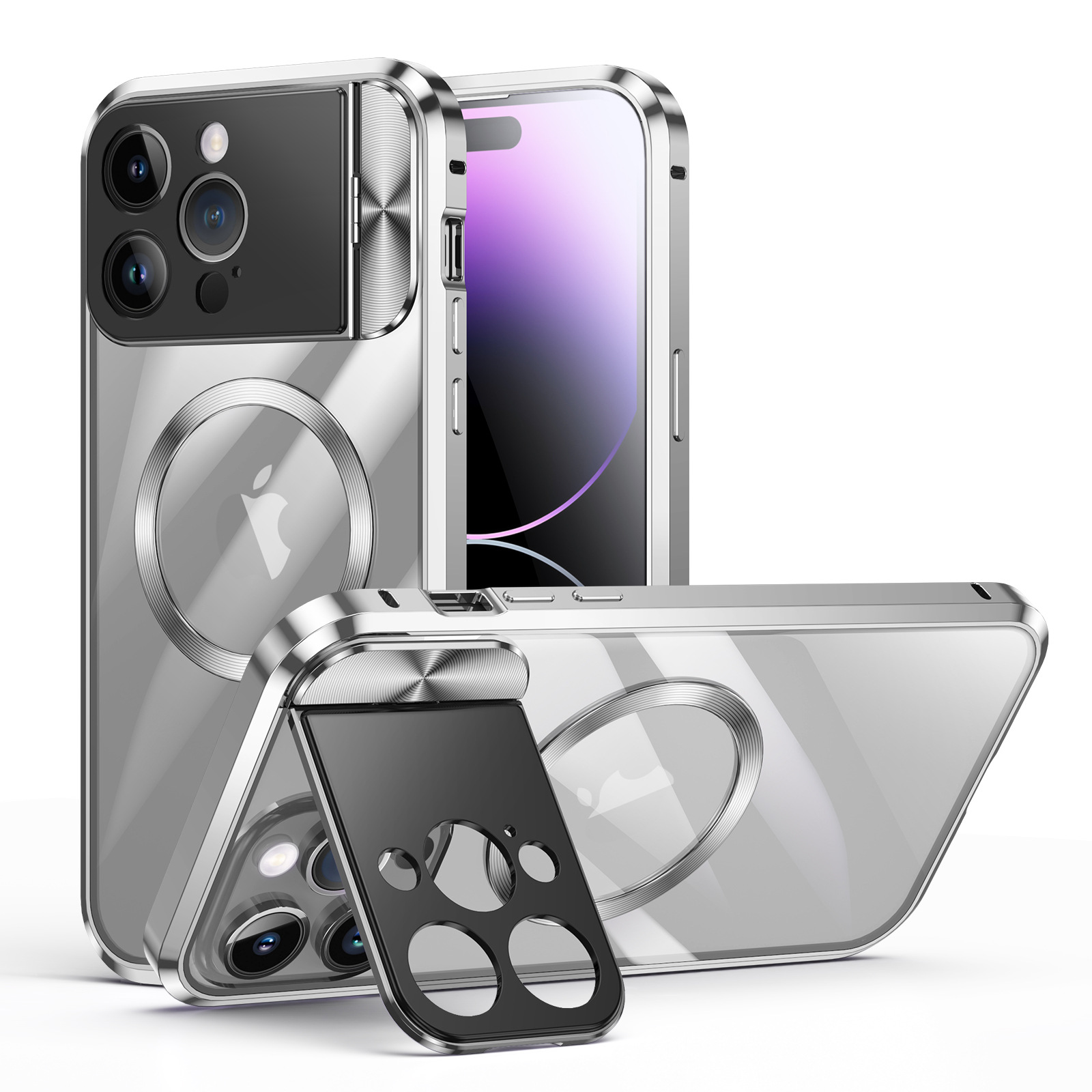 Large Window Magnetic Lens Holder Case Cover for iPhone