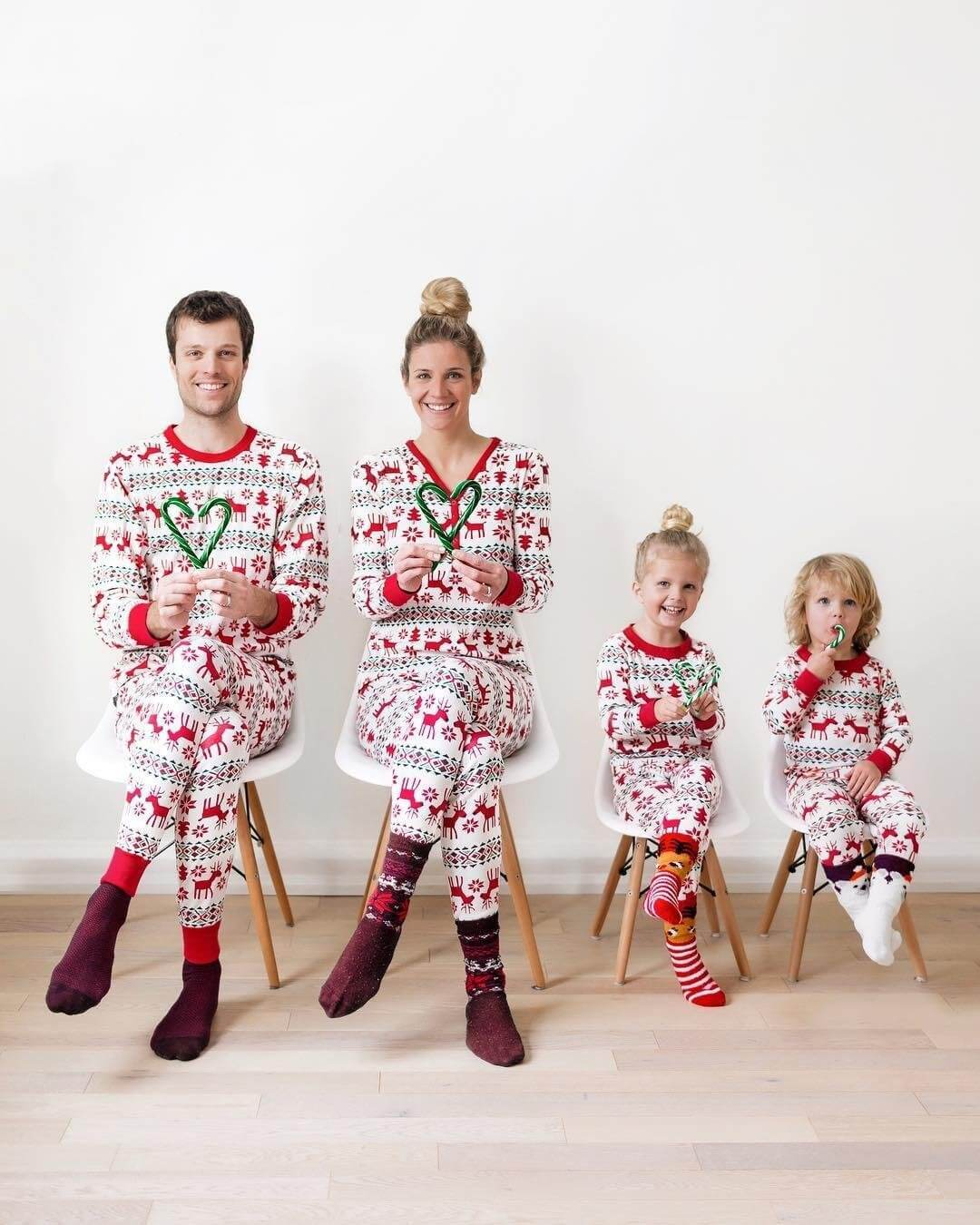 Family Matching Christmas Deer and Snowflake Pajamas Set
