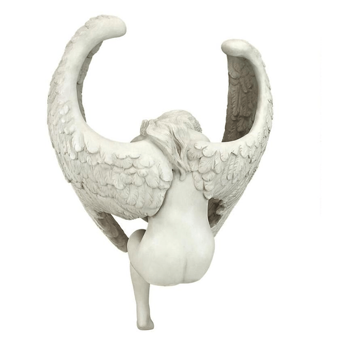 The Anguished Angel Long-Winged Sitting Statue