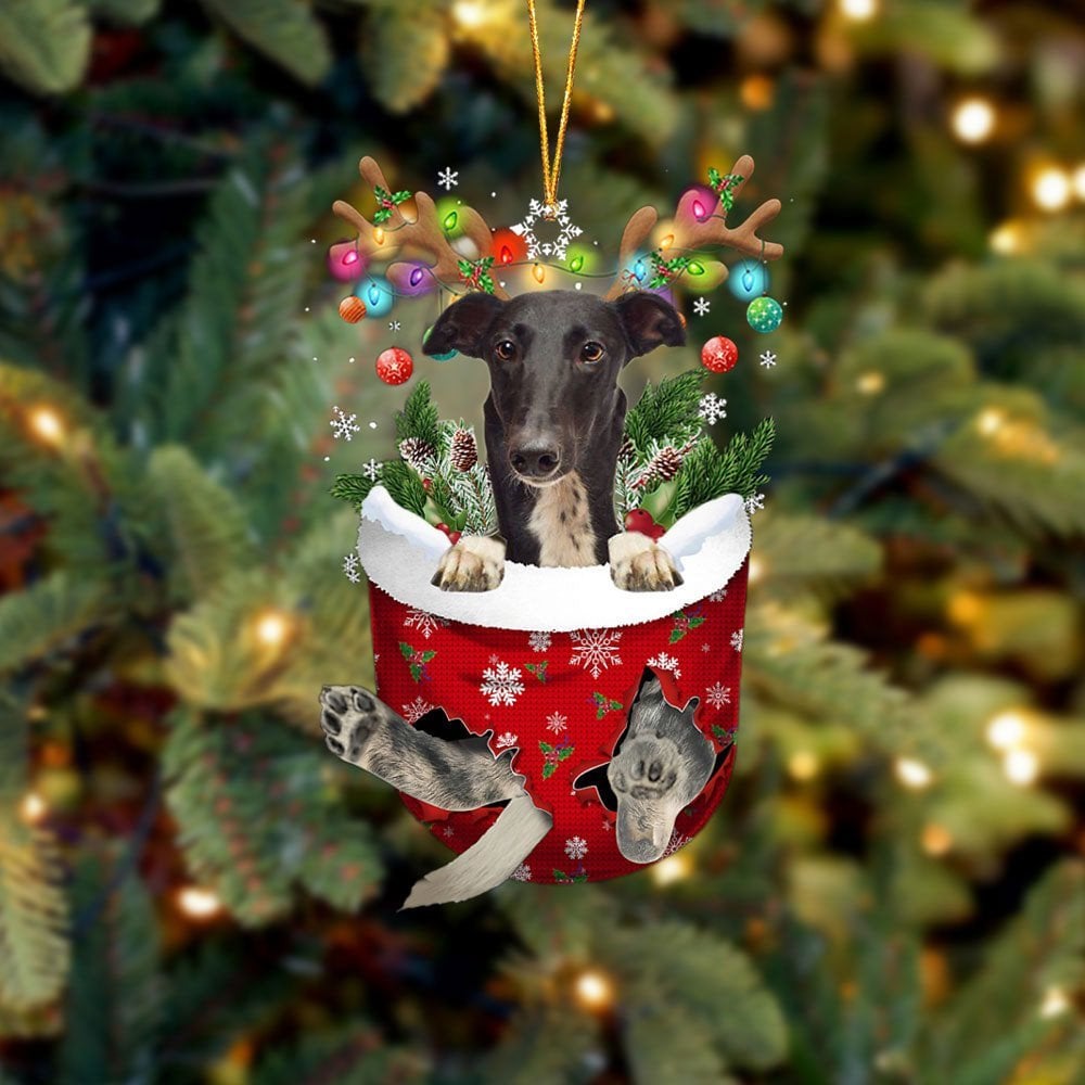 Greyhound In Snow Pocket Ornament