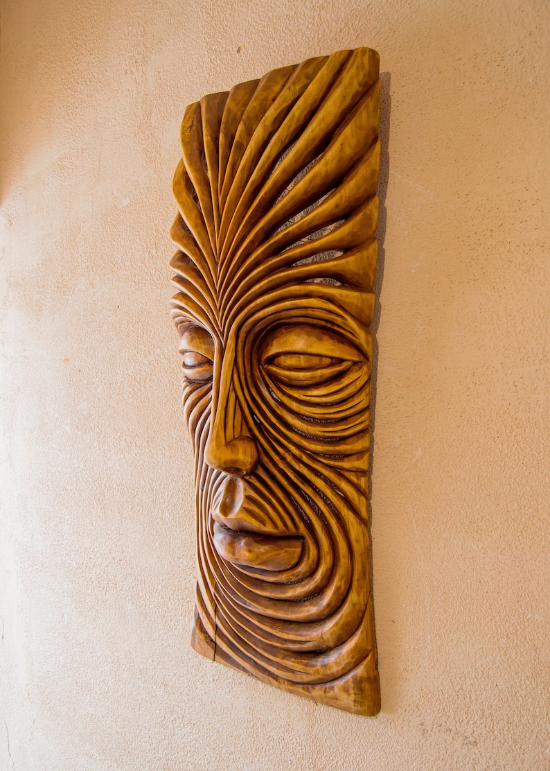 Hand carved wooden wall panel