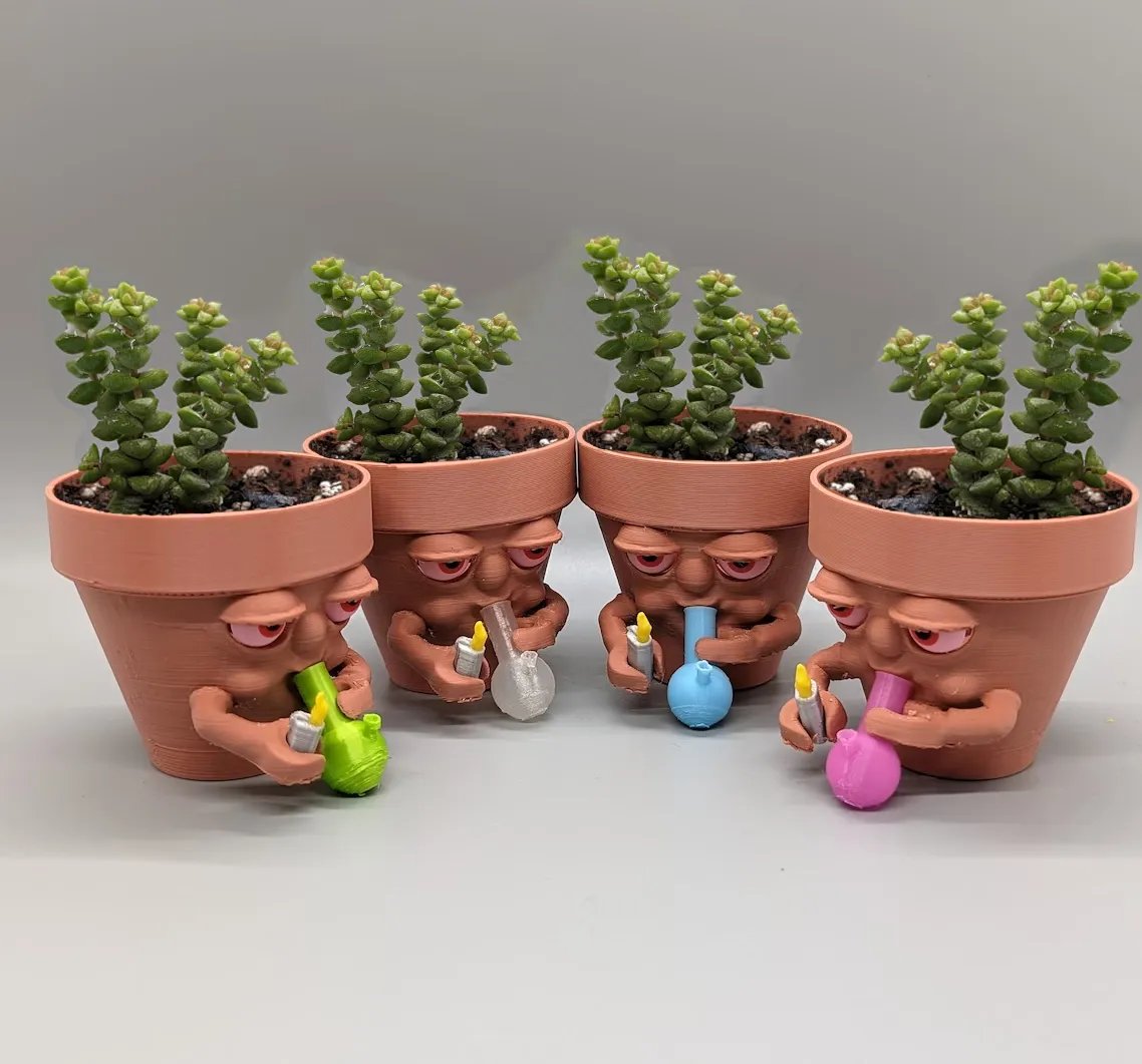 Last Day 70% OFF - Pot Smoking Pot planter for succulents or houseplants ripping a bong
