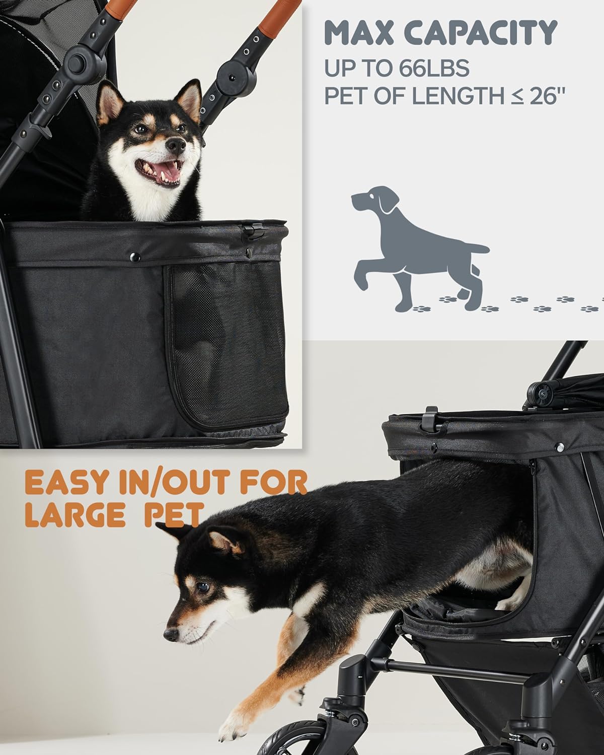 Zoosky 4 Wheels Medium Pet Stroller for Medium Large Dogs and Cats