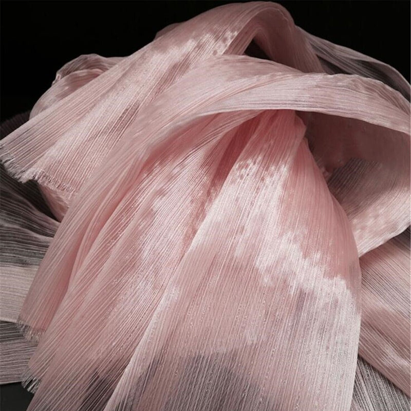 Light Pink Glossy Pleated Texture Wedding Dress Styling Fabric