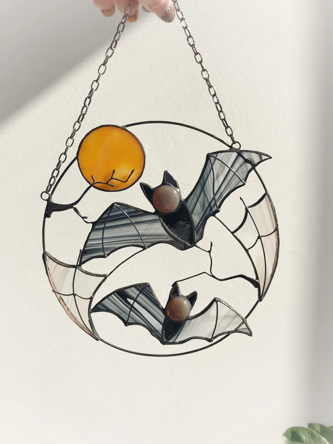 Gothic Suncatcher Bat Moon Halloween Decor