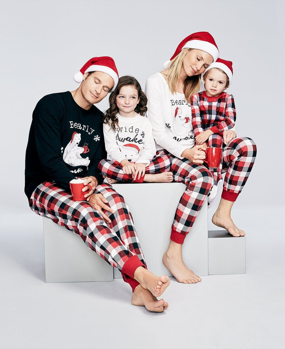 Christmas Bearly Awake Family Matching Plaid Pajamas