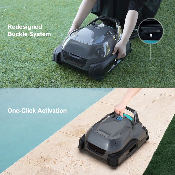 Cordless Robotic Pool Cleaner - Stronger Power Suction, Dual Motors, LED Indicator, Self-Parking, Long Battery Life
