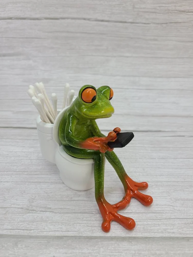 Toilet Frog Figurine