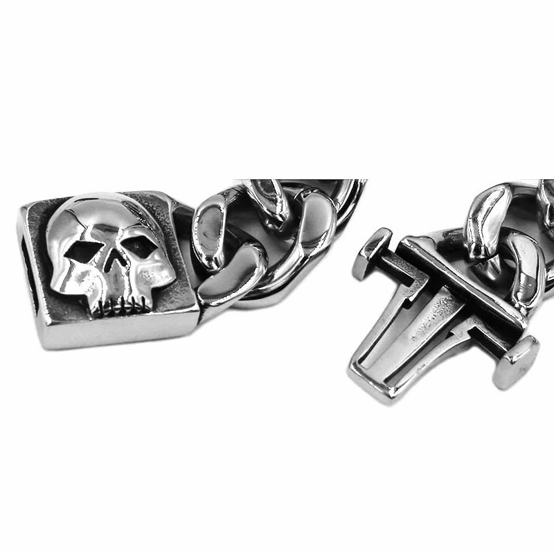 Stainless Steel Skull Engine Eagle Link Biker Bracelet
