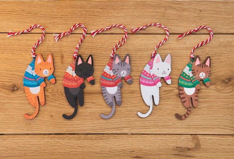 HANGING CHRISTMAS CATS DECORATIONS