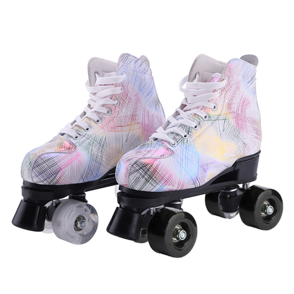 Chicinskates White Feather Double Roller Skates
