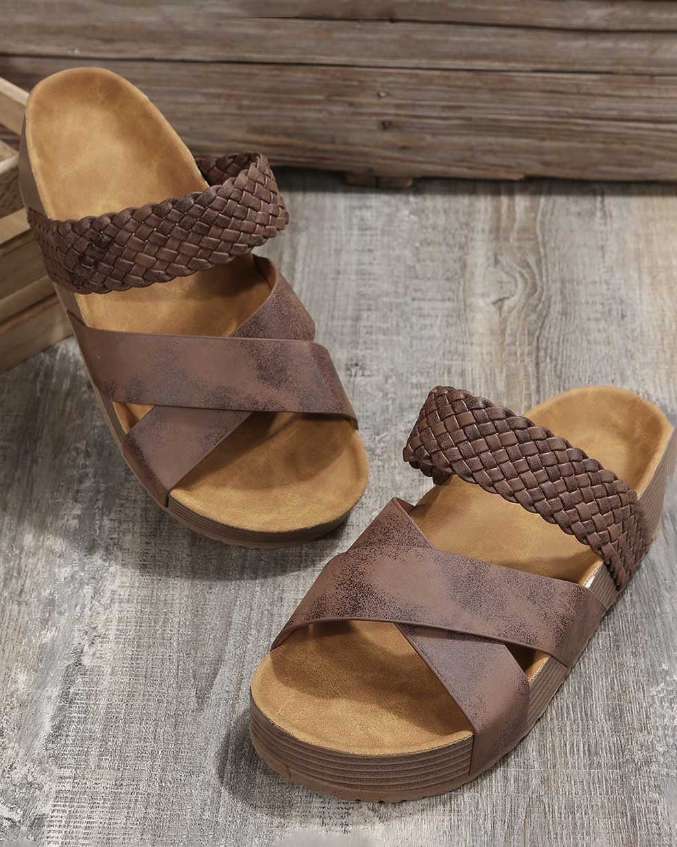 Thick Soled Woven Sandals