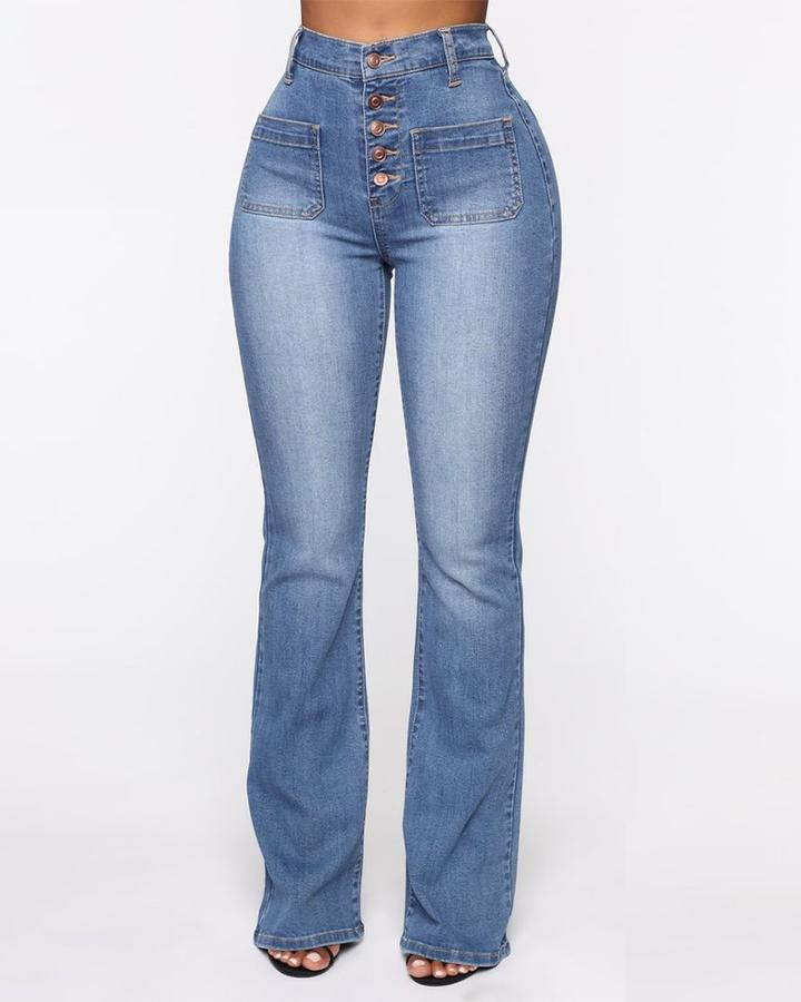 Button Fly Booty Shaping High Waist Flare Jeans🔥(Buy 2 Free Shipping）