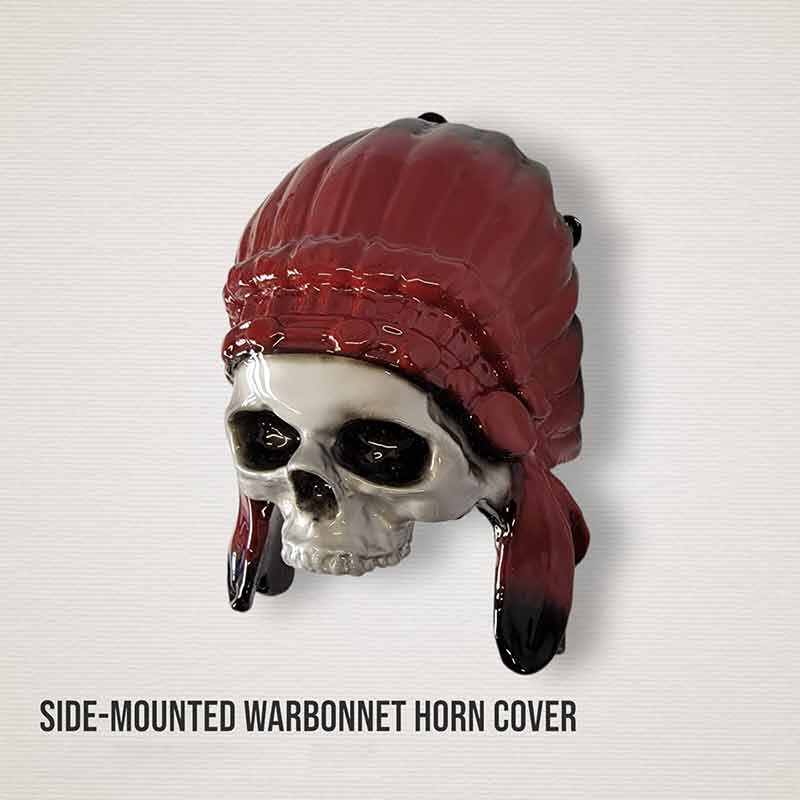 Harley Motorcycle 3D Skull Warbonnet Horn Cover Match Bike Color