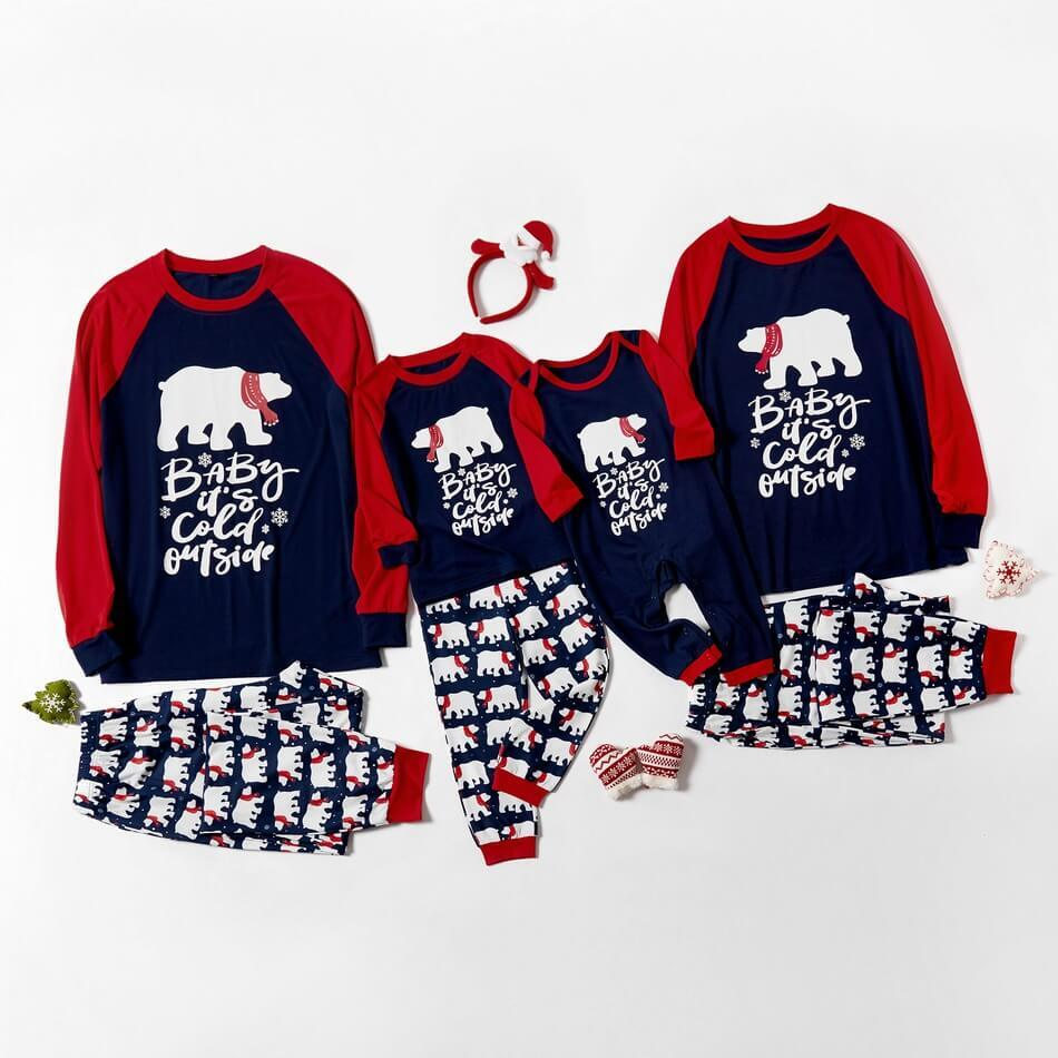 Family Matching Polar Bear Christmas Pajamas Sets
