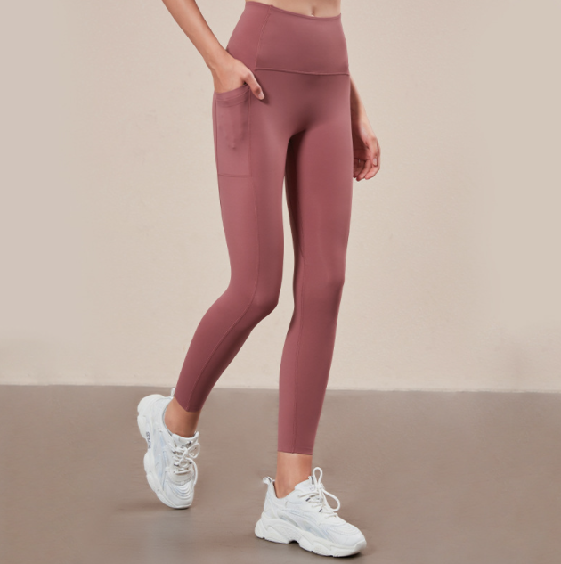 Pocket mesh stitching high-waisted hip-lifting sports yoga pants