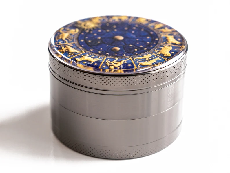 Astrological Zodiac Extra Large 5 Piece Spice Tobacco Herb Grinder with PollenKeef Catcher