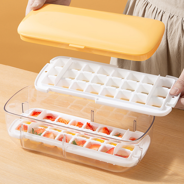 Press type Ice Cube Maker - Large Capacity & Eco-friendly All-Purpose Ice Cube Tray With Storage Box