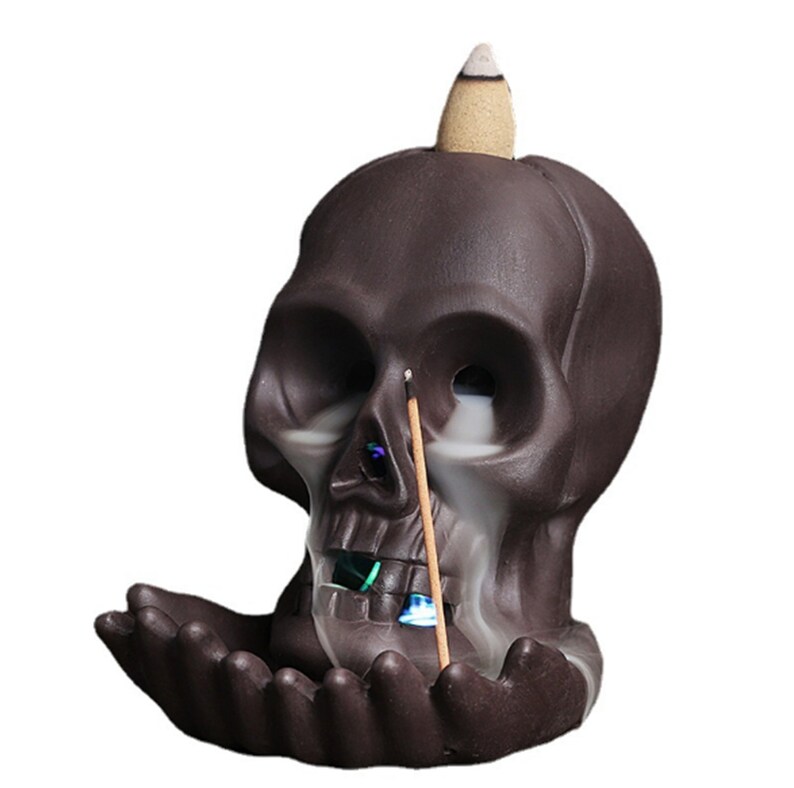 Purple Sand Creative Skull Backflow Incense Furnace Mascot Desk Decoration