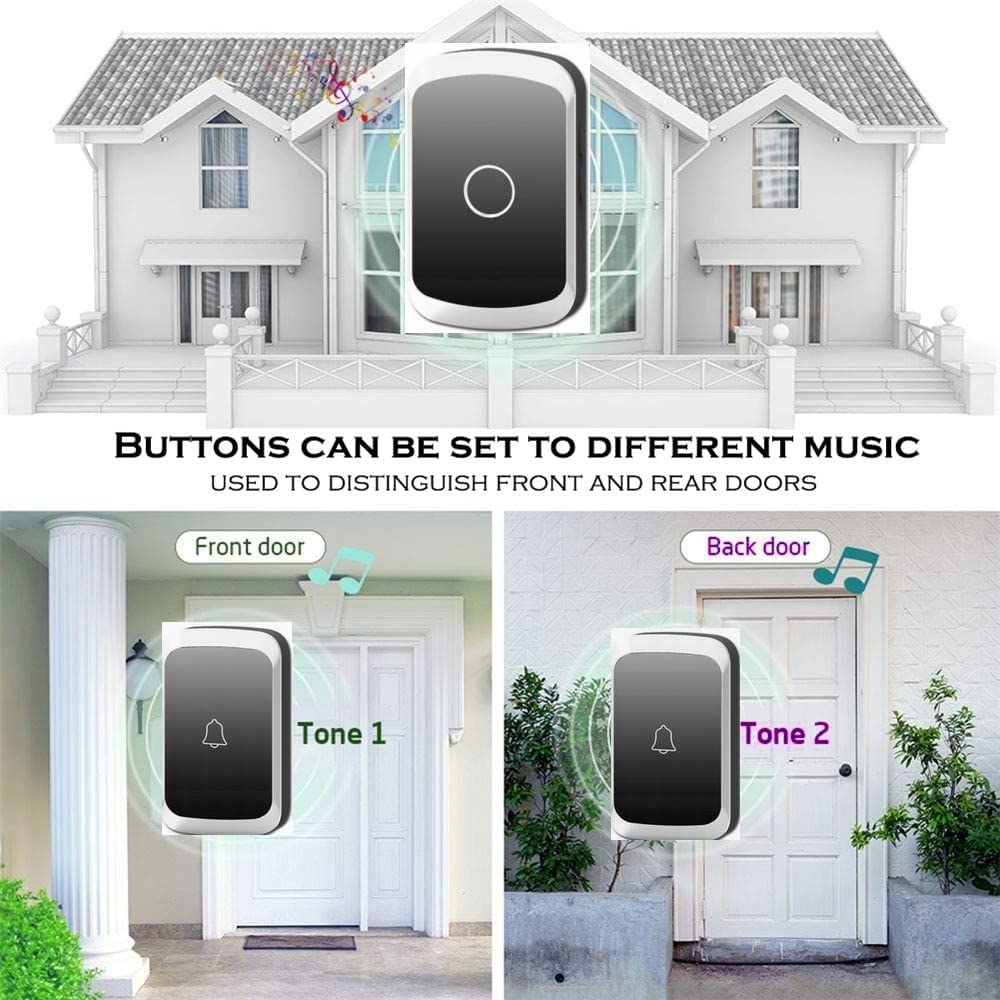 3 Receivers Wireless Door Cordless Wireless Bell Electronic Portable 300M Chime