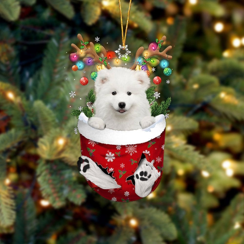 Samoyed In Snow Pocket Ornament