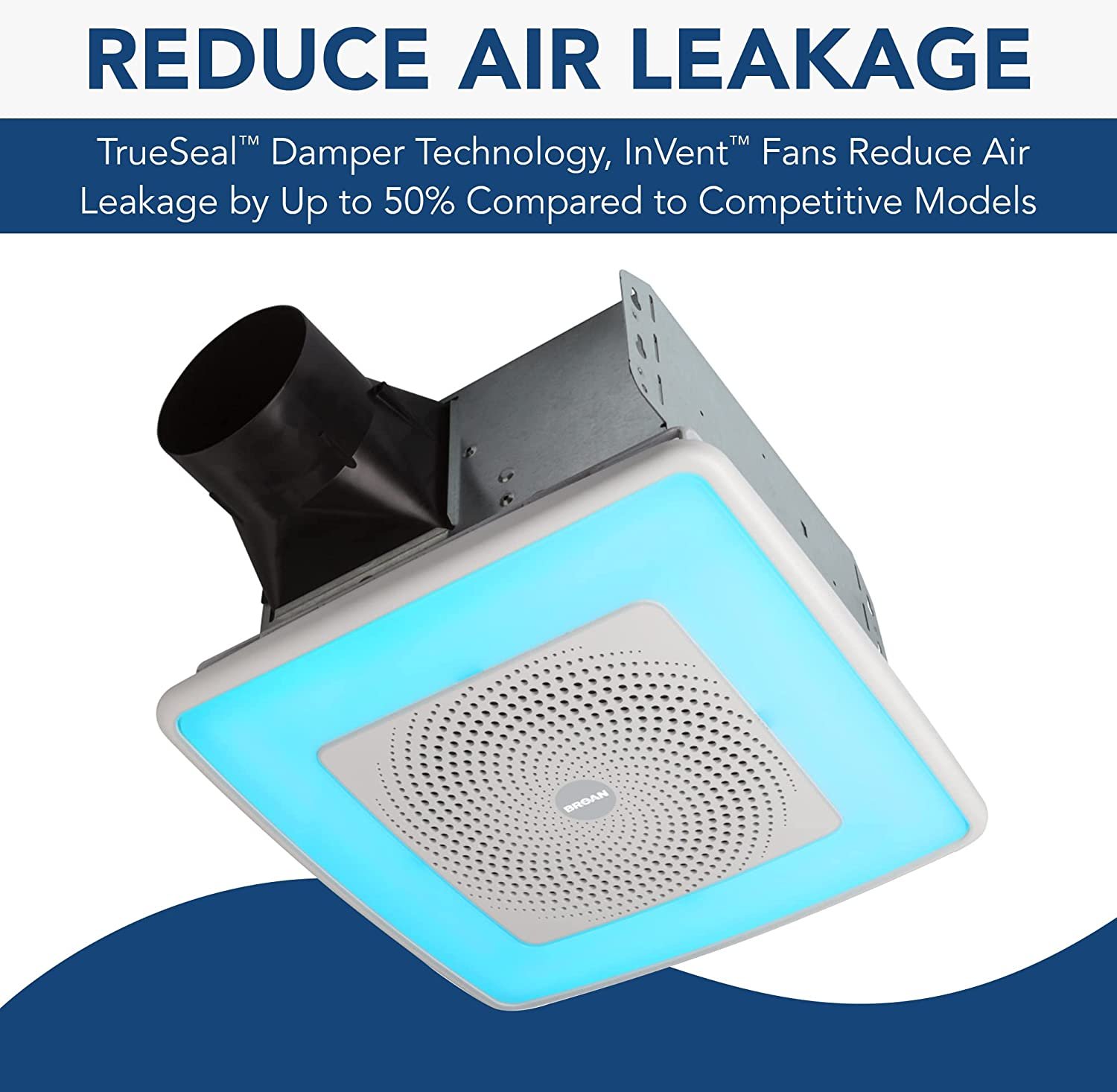 Broan-NuTone ChromaComfort Bathroom Exhaust Fan with Sensonic Bluetooth Speaker and LED Light