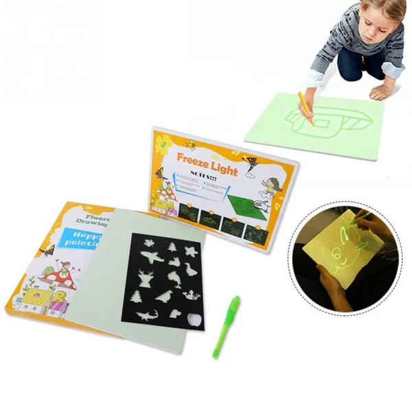 🌟Fun Magnetic Drawing Board Glow in Dark with Light!☀
