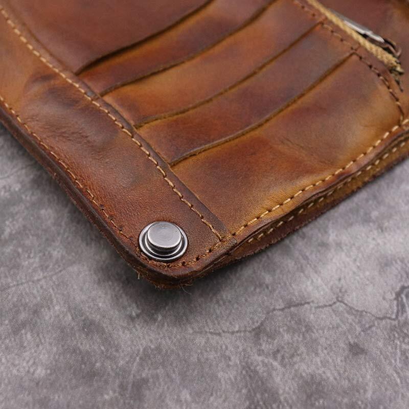 Retro Real Leather Wallet for Mens Slim Bifold Wallet with Card Slot
