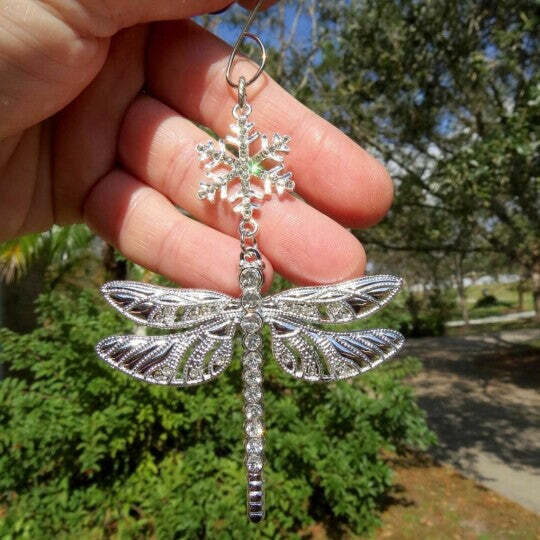 🌹New Year Hot Sale ❤️Snowflake Dragonfly Glittering Christmas Ornament