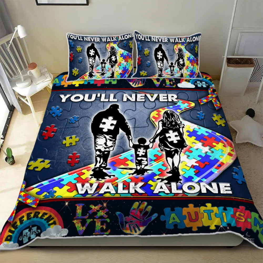 You’ll Never Walk Alone Autism Quilt Bed Set