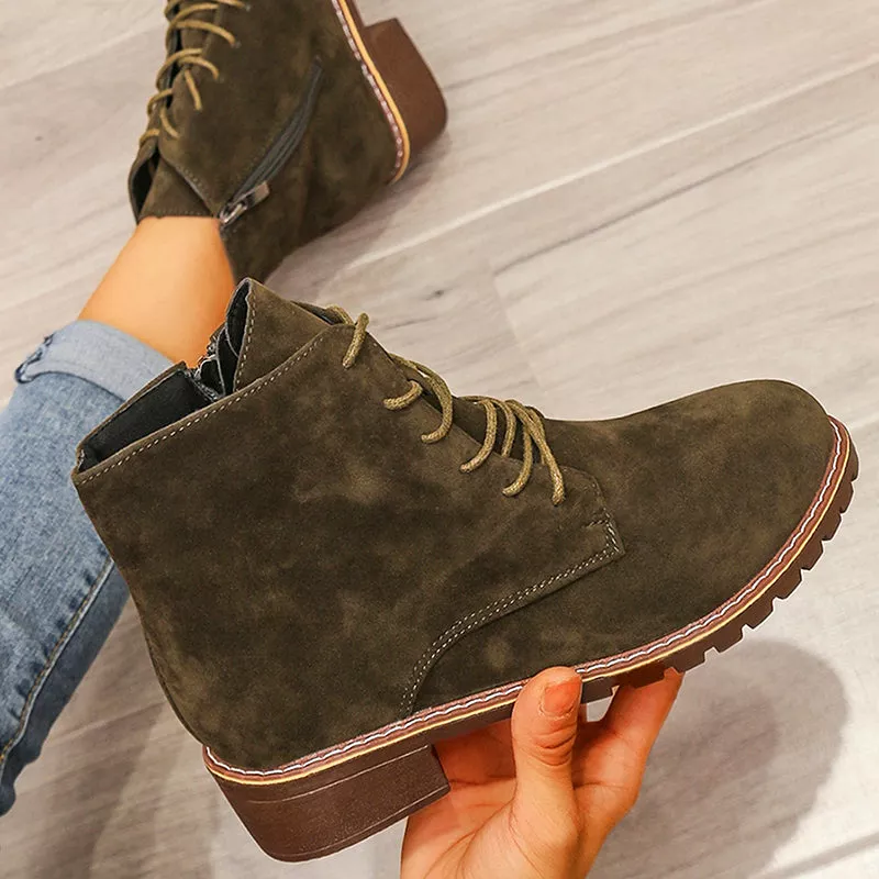 Women's Zip Anti-slip Work Ankle Boots Outdoor Trekking Shoes