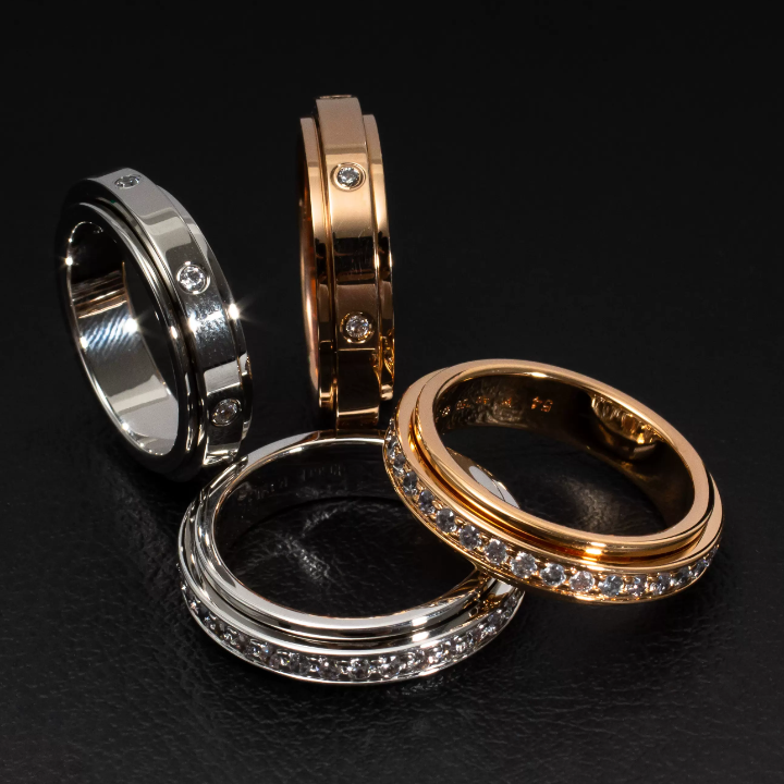 Diamond Spinner Ring - Stress Relief Lucky Rings / Couple Rings