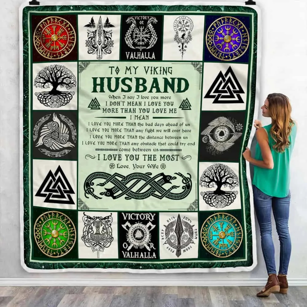 To My Viking Husband, I Love You The Most, Love Your Wife Sofa Throw Blanket