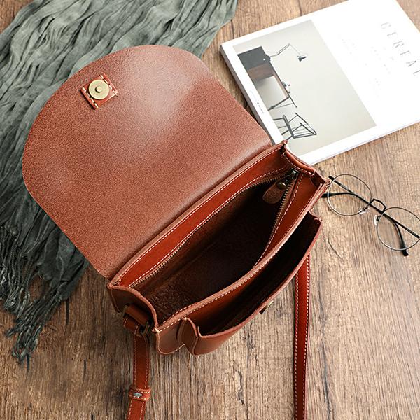 Chicinskates All-Match Top Layer Vegetable Tanned Leather Cowhide Single Shoulder Ladies Pouch Bag